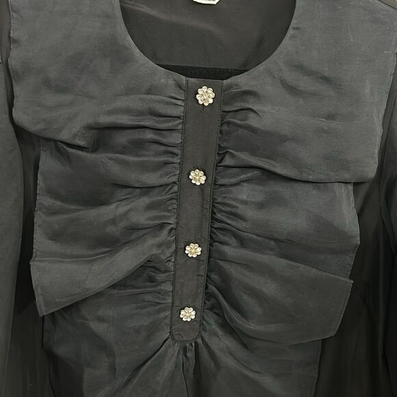 Kate Spade Ruffle Tuxedo Top - L - EUC - Picture 5 of 10